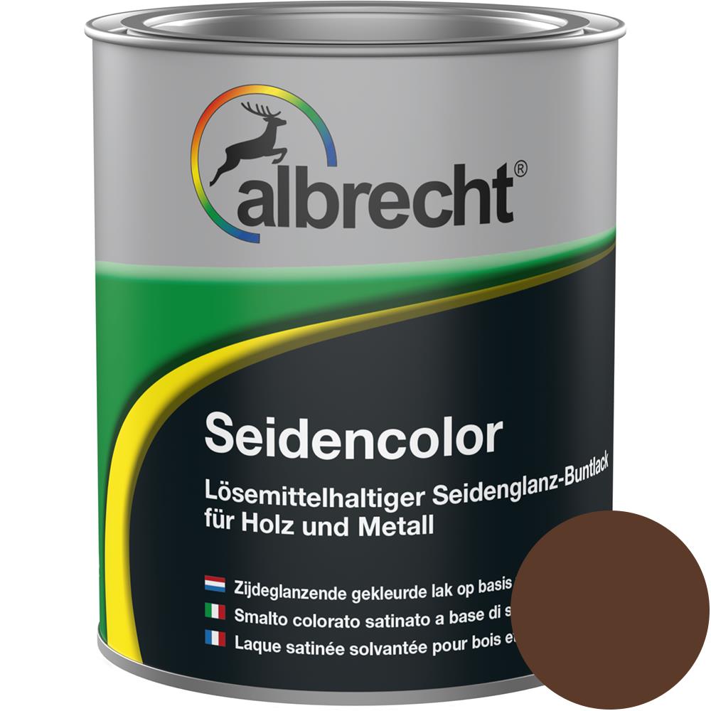 Albrecht Seidencolor Glanzlack Seidenglänzend Lack Buntlack Nussbraun 750 ml