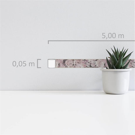 A.S. Création Tapetenbordüre Selbstklebend Blumen Bordüre Creme, Rosa & Grau 5,00 m x 0,05 m