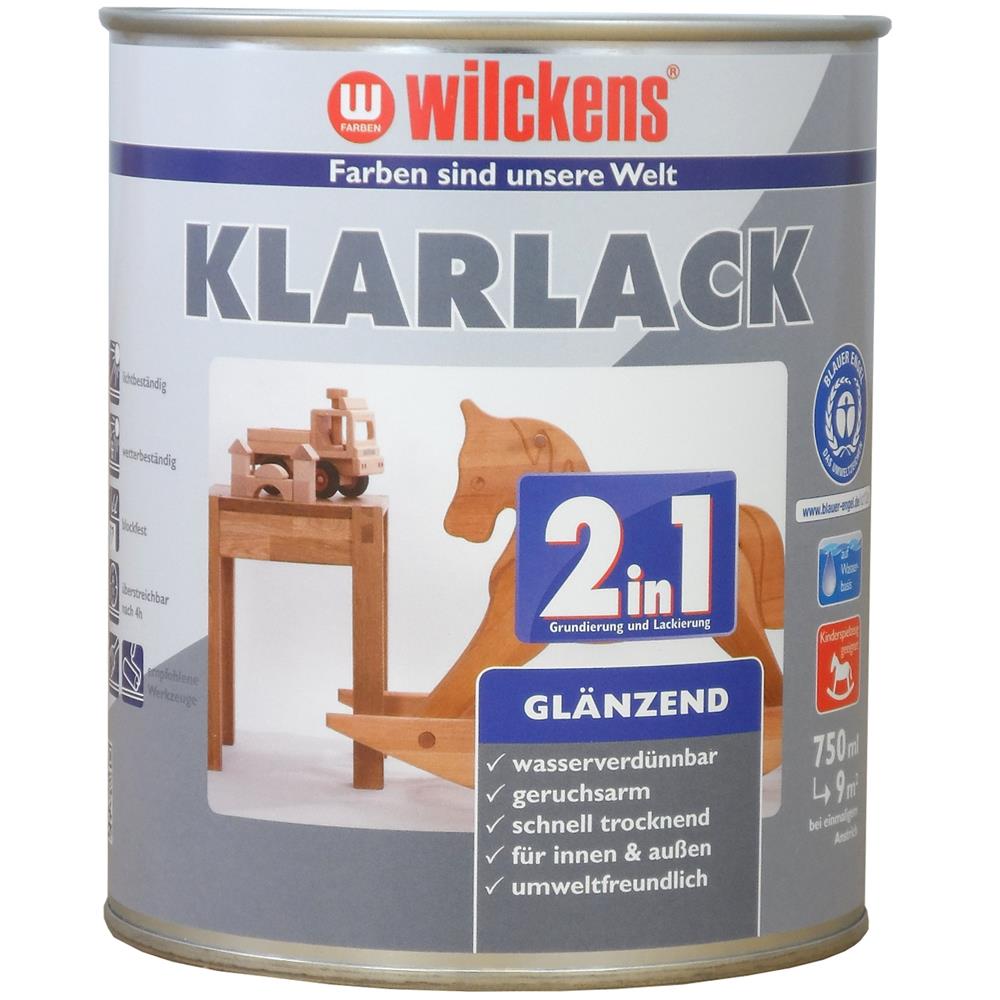 Wilckens Klarlack 2in1 glänzend, 750 ml, Grundierung und Lackierung in einem