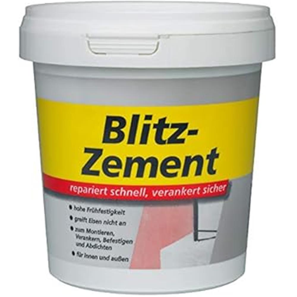 Blitzzement 1 kg, grau - Schnell abbindender Montagemörtel für Verankerungen